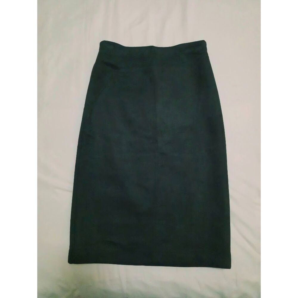 BCBG MaxAzria Forest Green faux suede midi skirt S
